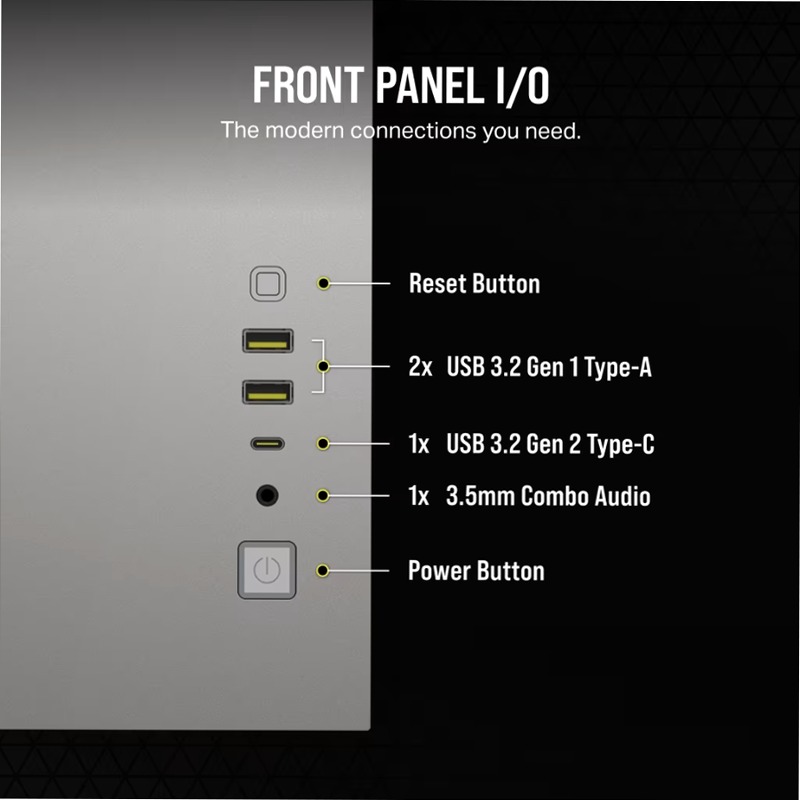 Case PC Micro-ATX CORSAIR 2500X - Alluminio Bianco/Grigio Satinato