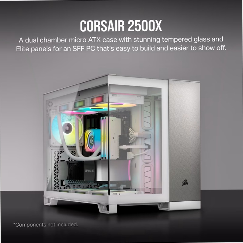 Case PC Micro-ATX CORSAIR 2500X - Alluminio Bianco/Grigio Satinato