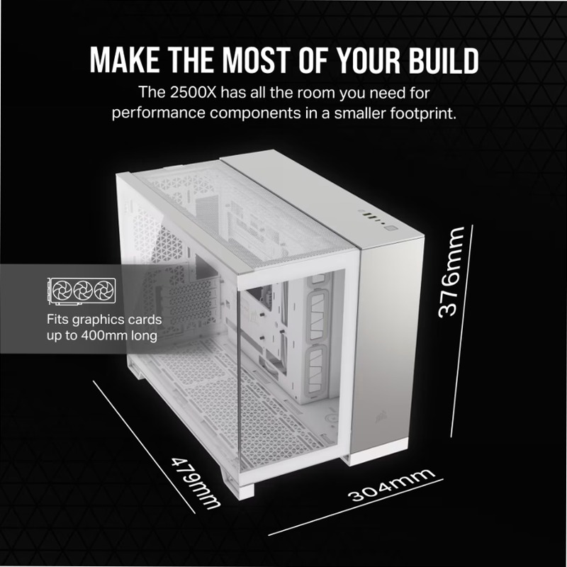 Case PC Micro-ATX CORSAIR 2500X - Alluminio Bianco/Grigio Satinato