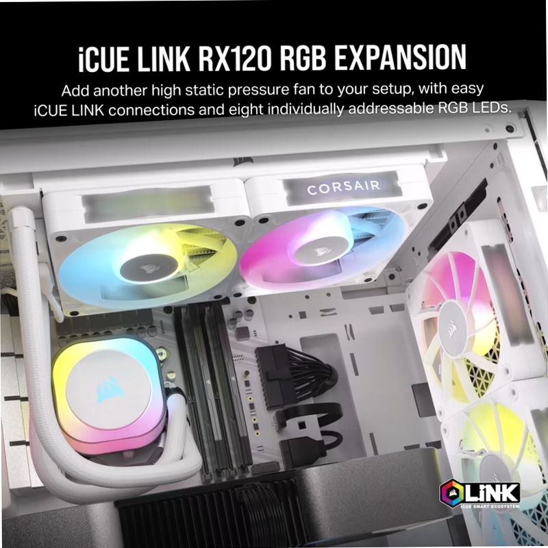 Ventole PWM iCUE LINK RX120 RGB - Bianco