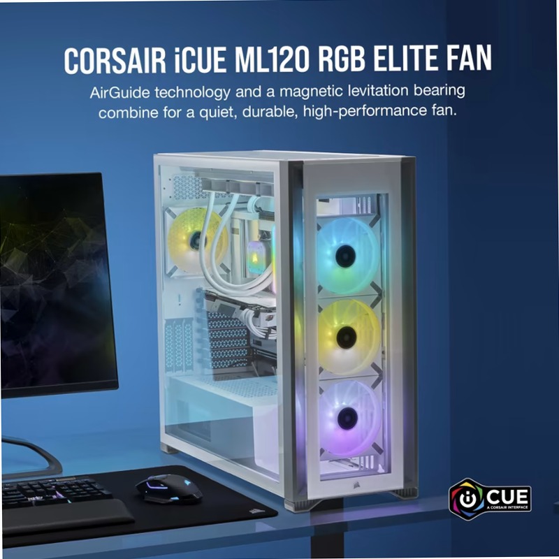 Ventola PWM a Levitazione Magnetica iCUE ML120 RGB ELITE Premium da 120 mm - Bianco 120mm