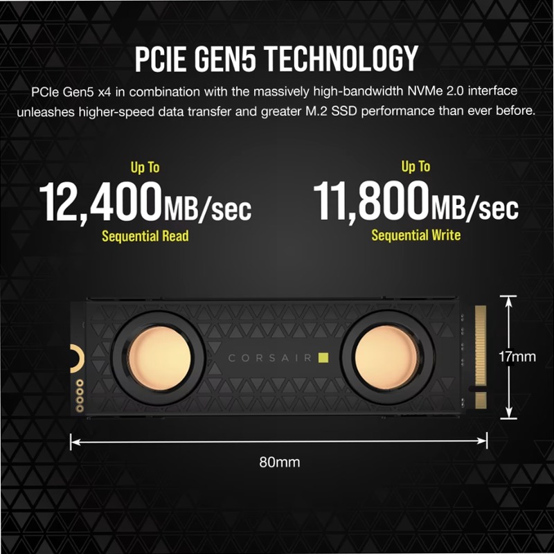 SSD M.2 NVMe 2.0 Gen5 MP700 PRO Hydro X