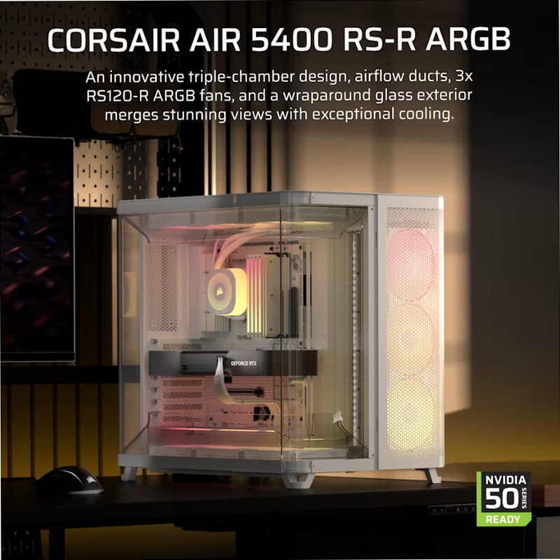 Case PC Mid-Tower AIR 5400 RS-R ARGB - Bianco 3
