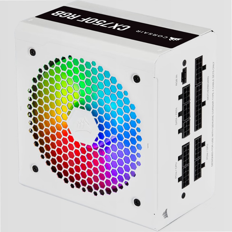 Alimentatore RGB bianco CX Series CX750F — 750 watt, interamente modulare 80 Plus Bronze