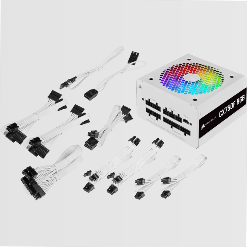 Alimentatore RGB bianco CX Series CX750F — 750 watt, interamente modulare 80 Plus Bronze
