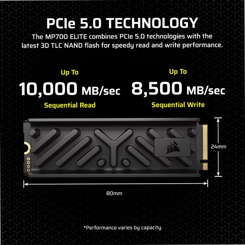 Unità SDD MP700 ELITE PCIe 5.0 (Gen 5) x4 NVMe M.2 con dissipatore da 1 TB