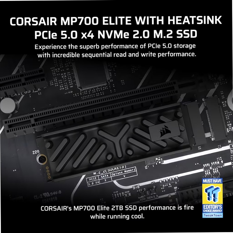 Unità SDD MP700 ELITE PCIe 5.0 (Gen 5) x4 NVMe M.2 con dissipatore da 1 TB