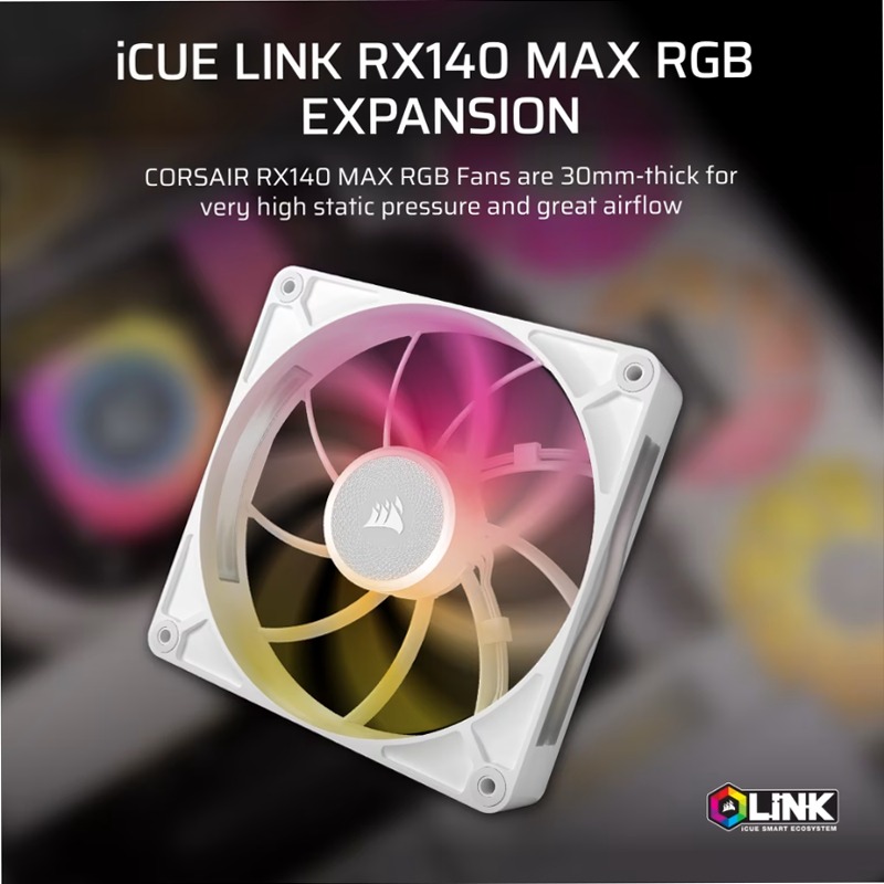 Ventole PWM iCUE LINK RX140 MAX RGB - Bianco 140mm