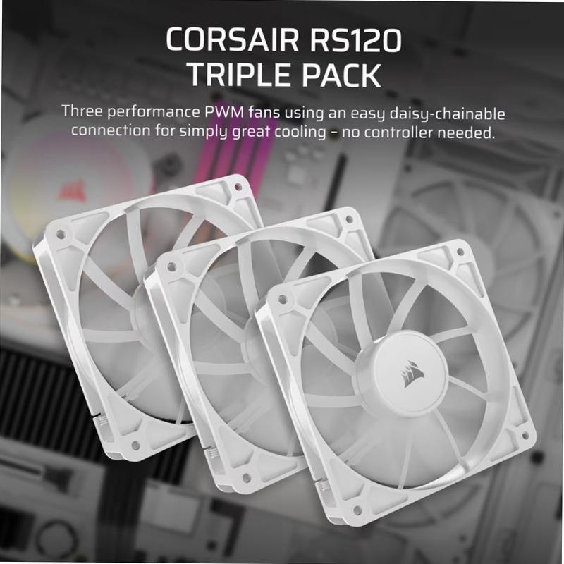 Ventole RS120 PWM da 120 mm - Confezione da tre - Bianco 120mm