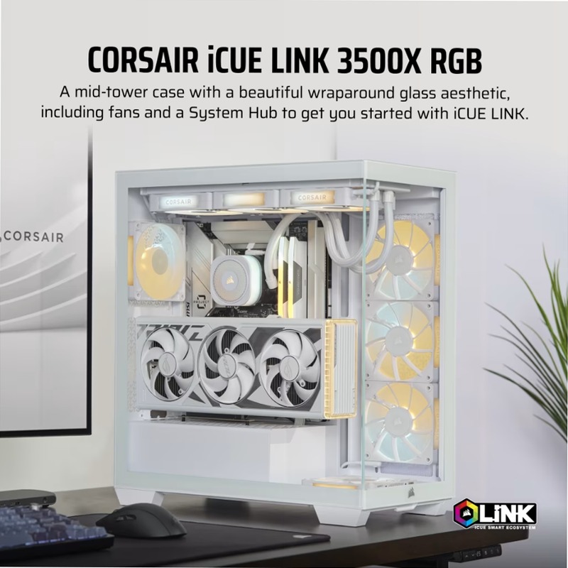 Case mid-tower iCUE LINK 3500X RGB, bianco