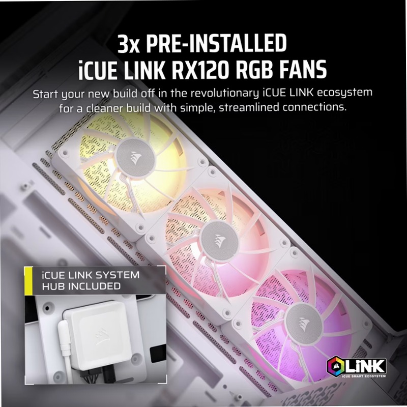 Case mid-tower iCUE LINK 3500X RGB, bianco