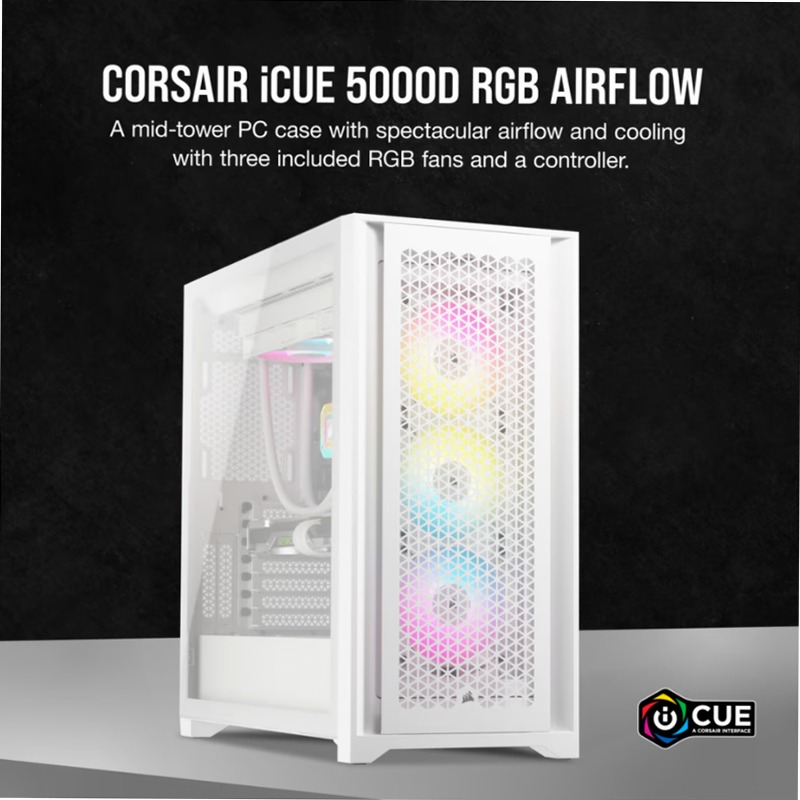 Case mid-tower iCUE 5000D RGB AIRFLOW - True White