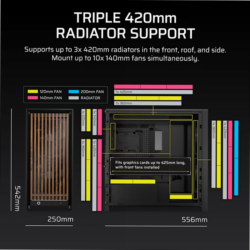 Case PC Mid-Tower Modulare FRAME 5000D WOOD RS - Nero/Noce 2