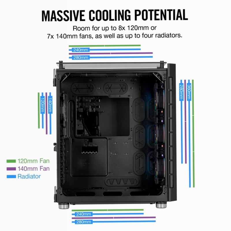 Smart case Crystal Series ATX 680X RGB con flusso d’aria elevato e vetro temprato - nero