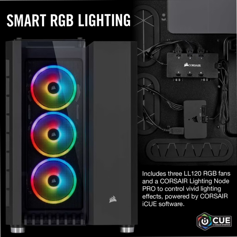 Smart case Crystal Series ATX 680X RGB con flusso d’aria elevato e vetro temprato - nero