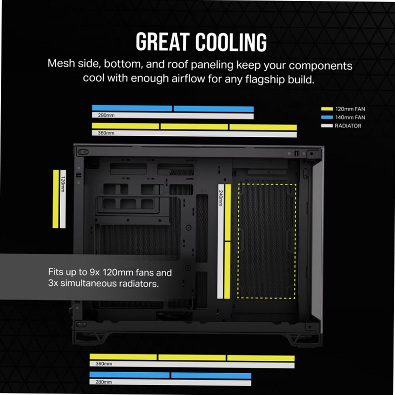 Case PC Micro-ATX CORSAIR 2500X - Alluminio nero/ossidiana