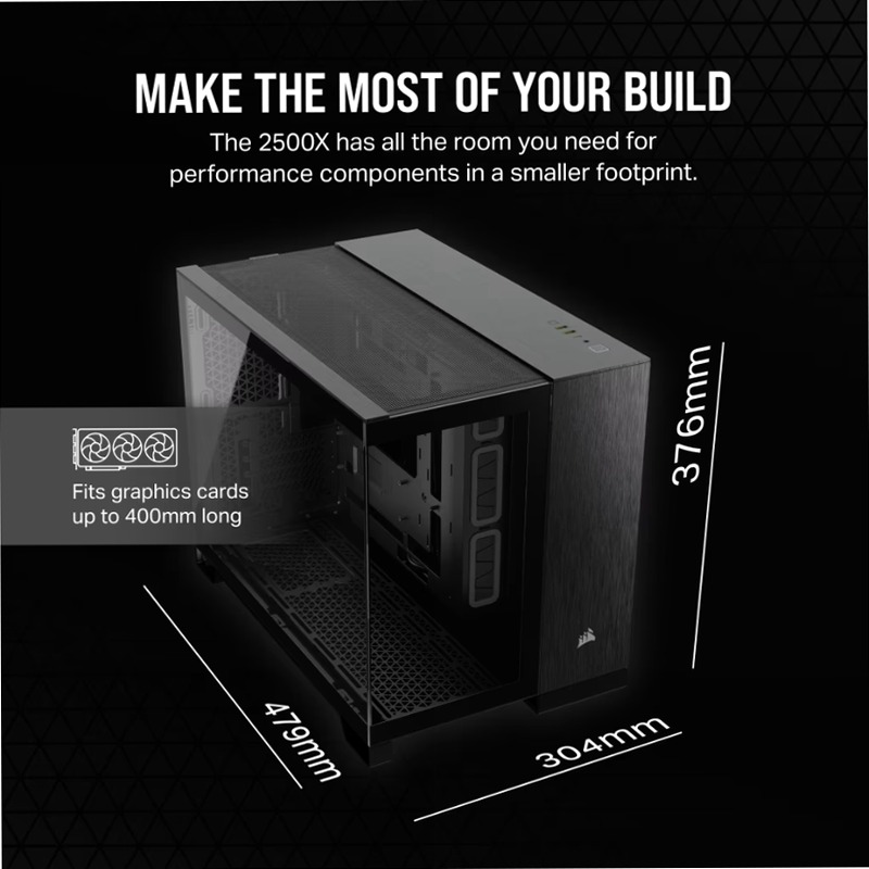 Case PC Micro-ATX CORSAIR 2500X - Alluminio nero/ossidiana