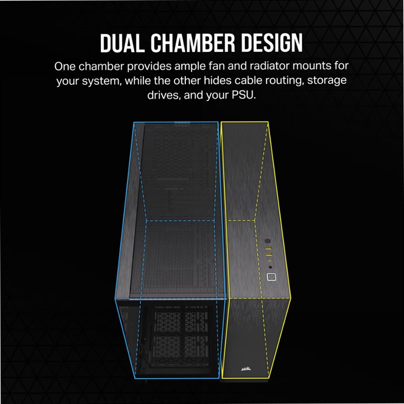 Case PC Micro-ATX CORSAIR 2500X - Alluminio nero/ossidiana