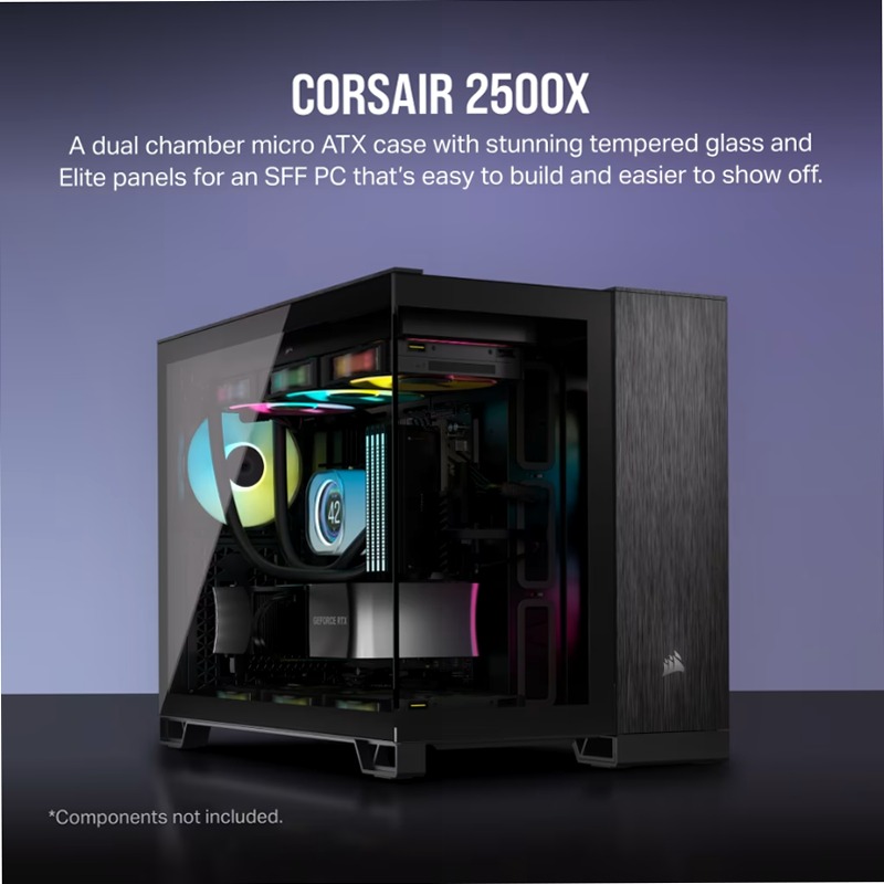 Case PC Micro-ATX CORSAIR 2500X - Alluminio nero/ossidiana