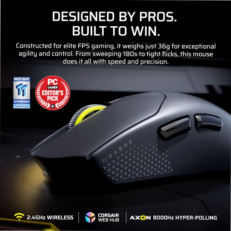 Mouse gaming SABRE v2 PRO ULTRALIGHT WIRELESS - Bianco