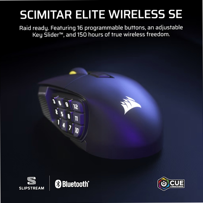 Mouse Gaming MMO Scimitar Elite Wireless SE - Grigio Metallico 16