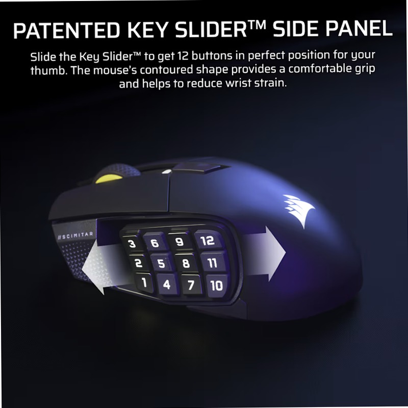 Mouse Gaming MMO Scimitar Elite Wireless SE - Grigio Metallico 16