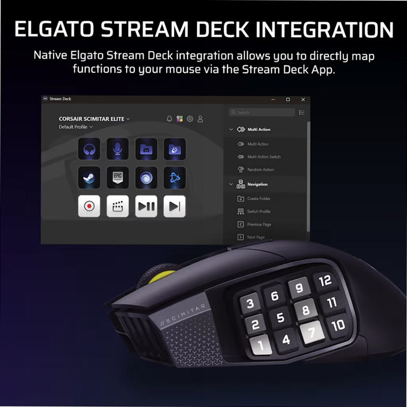Mouse Gaming MMO Scimitar Elite Wireless SE - Grigio Metallico 16