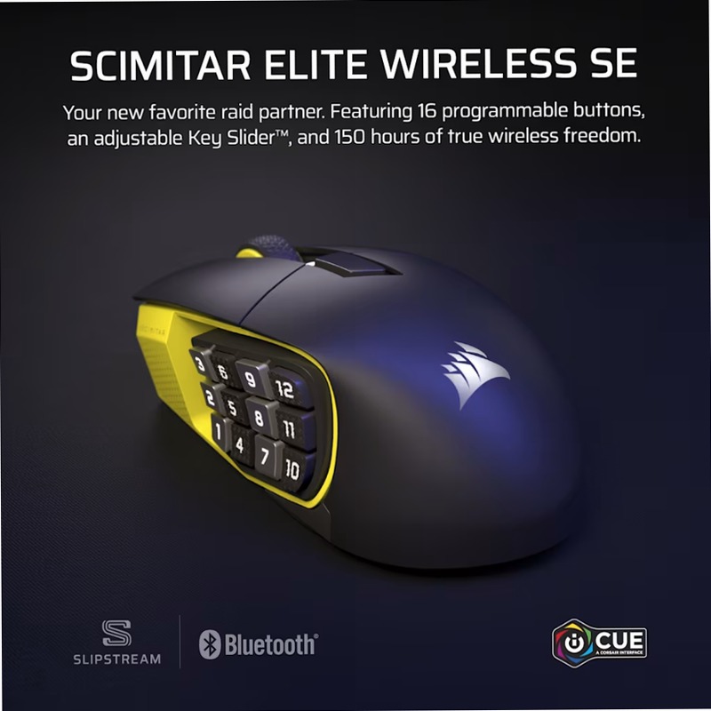 SCIMITAR ELITE WIRELESS SE MMO Mouse Gaming – Bianco e Giallo 16