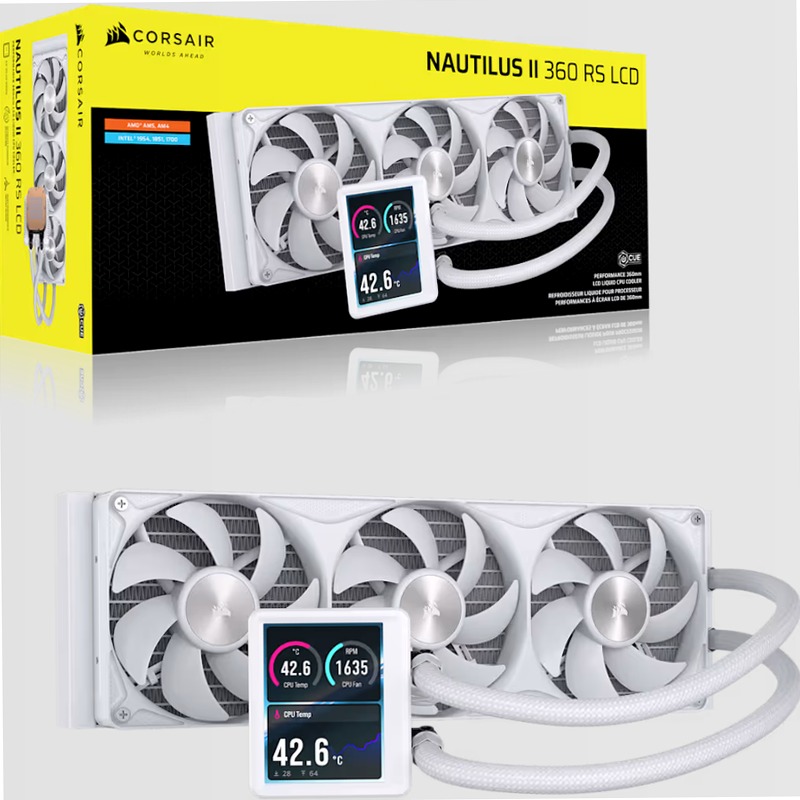 Dissipatore a liquido per CPU NAUTILUS II 360 RS LCD - Bianco