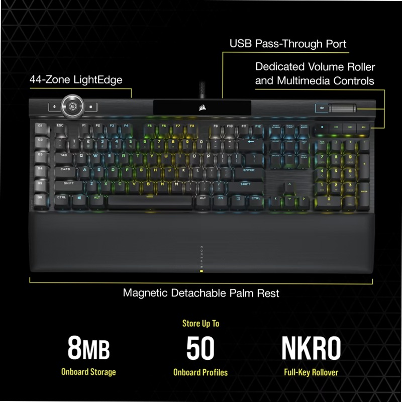 Tastiera gaming K100 RGB - Switch OPX CORSAIR Alluminio Meccanica