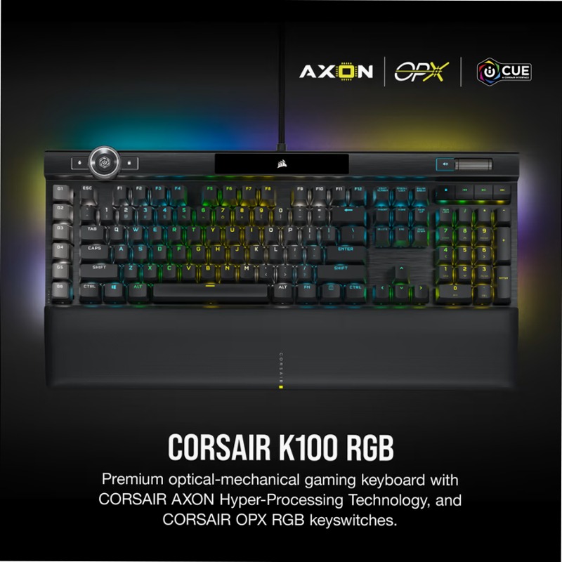 Tastiera gaming K100 RGB - Switch OPX CORSAIR Alluminio Meccanica