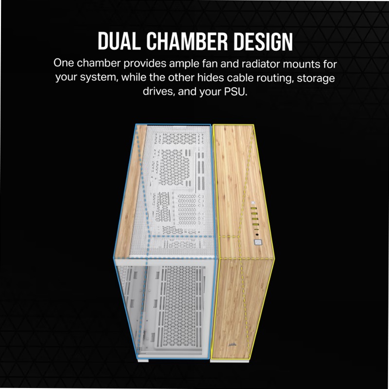 Case PC Mid-Tower CORSAIR 6500X - Legno Bianco/Bambù
