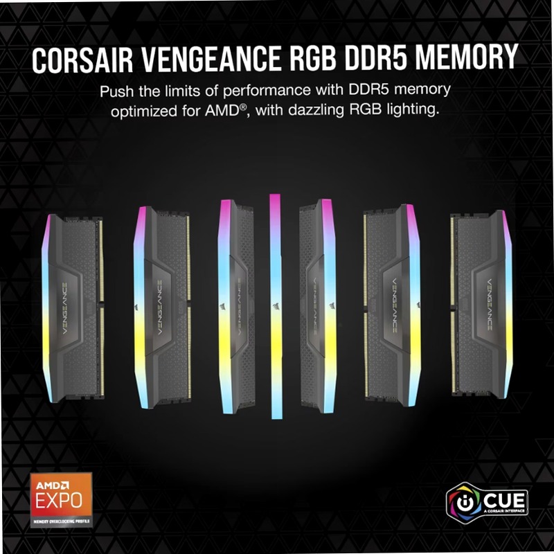 VENGEANCE® RGB 32GB (2x16GB) DDR5 DRAM Up To 6000MT/s CL28 2 6000mhz