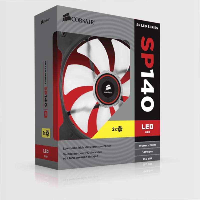 Air Series™ SP140 LED Red High Static Pressure 140mm Fan Twin Pack