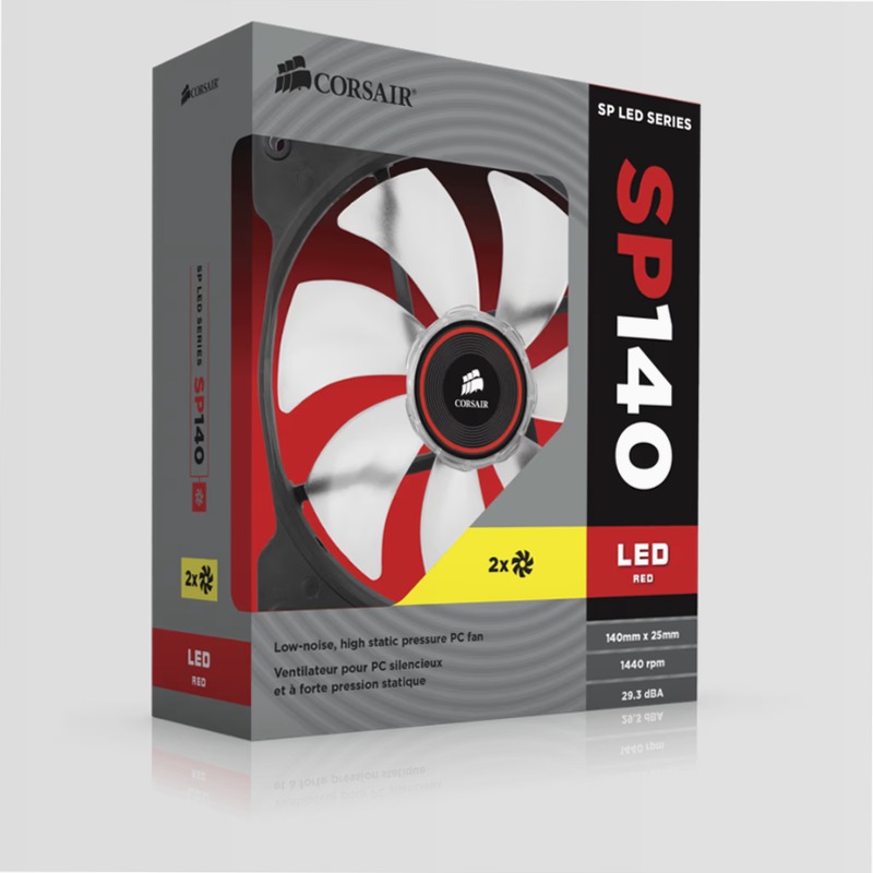 Air Series™ SP140 LED Red High Static Pressure 140mm Fan Twin Pack