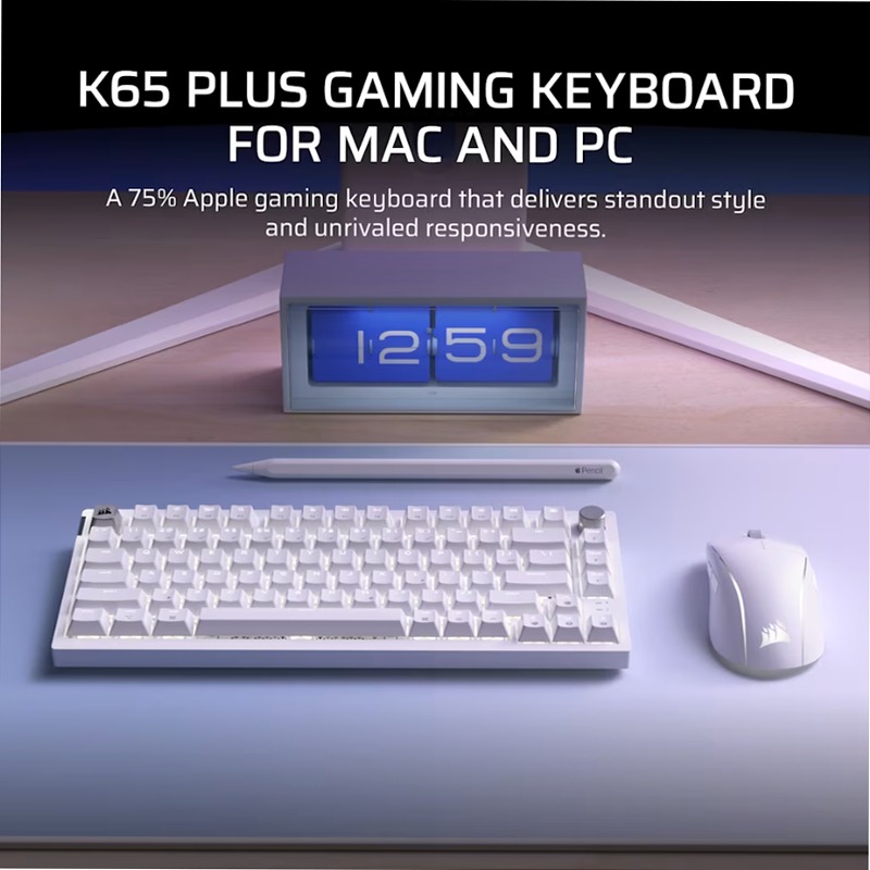 Tastiera Gaming K65 PLUS 75% RGB - Blu Ghiaccio Wireless 2.4 GHz Meccanica
