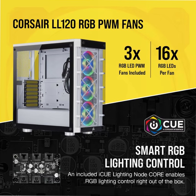 Smart Case iCUE 465X RGB — Bianco