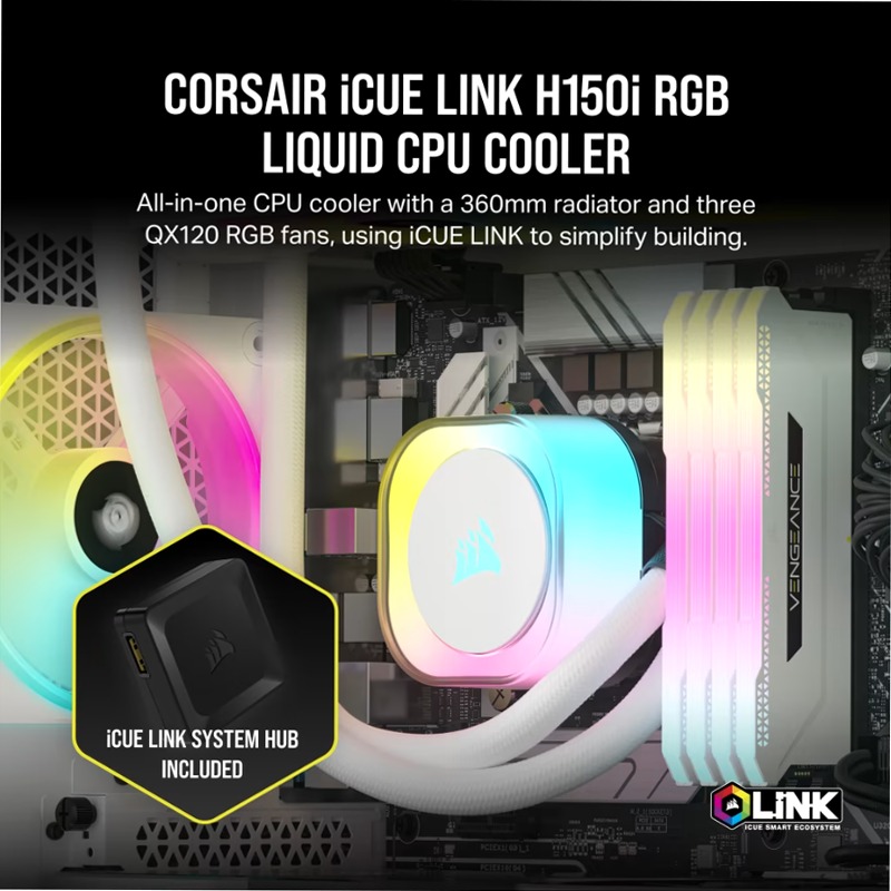 Dissipatore AIO iCUE LINK H150i RGB - Bianco