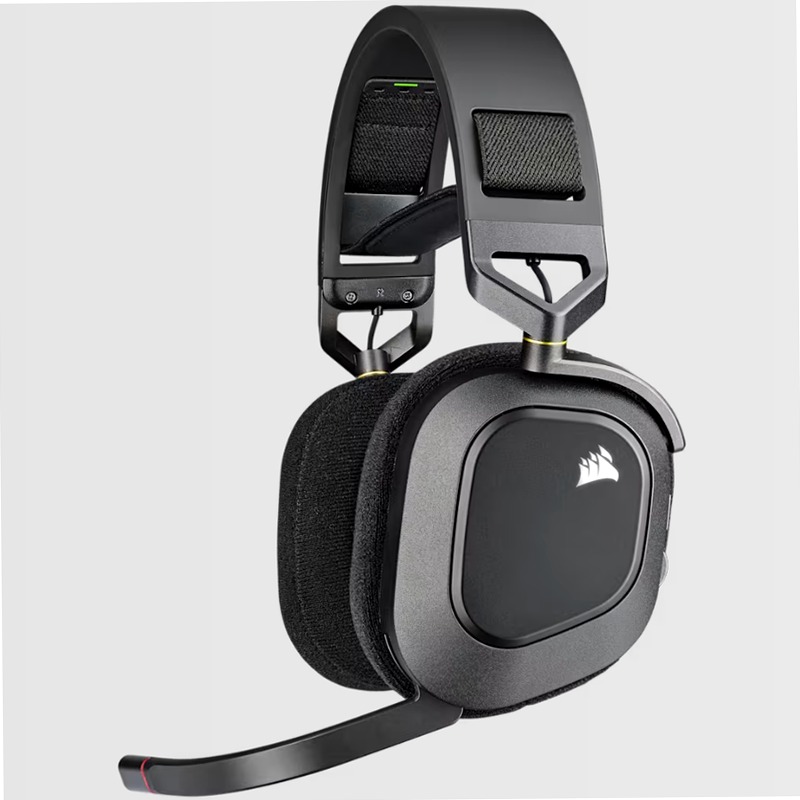 Cuffia gaming con microfono premium HS80 RGB WIRELESS con audio spaziale — Carbonio