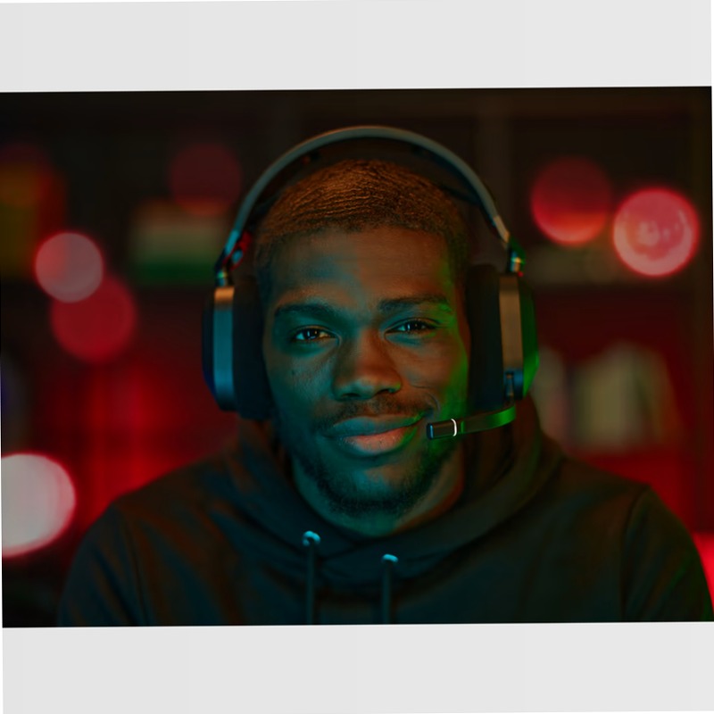 Cuffia gaming con microfono premium HS80 RGB WIRELESS con audio spaziale — Carbonio