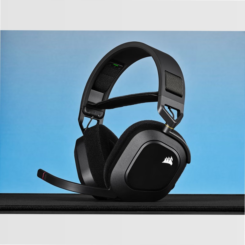 Cuffia gaming con microfono premium HS80 RGB WIRELESS con audio spaziale — Carbonio
