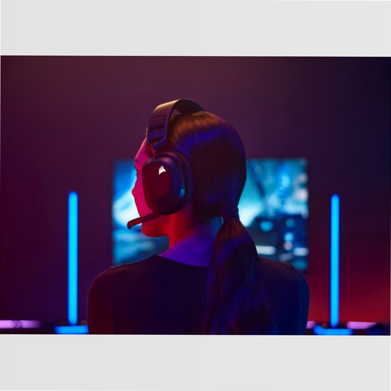 Cuffia gaming con microfono premium HS80 RGB WIRELESS con audio spaziale — Carbonio