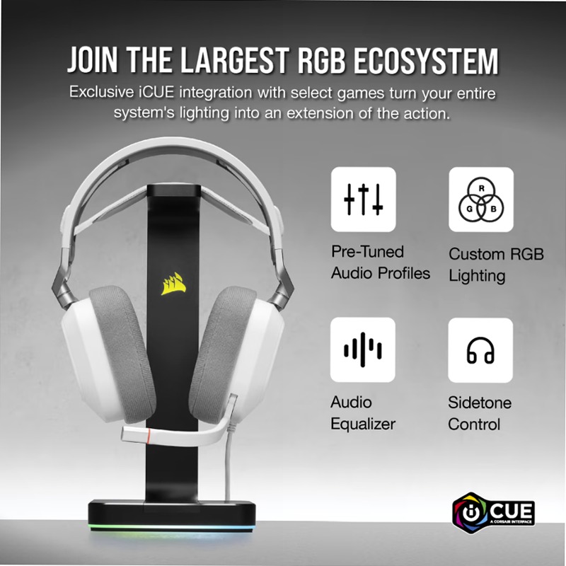 Cuffia gaming cablata con microfono HS80 RGB USB, bianca