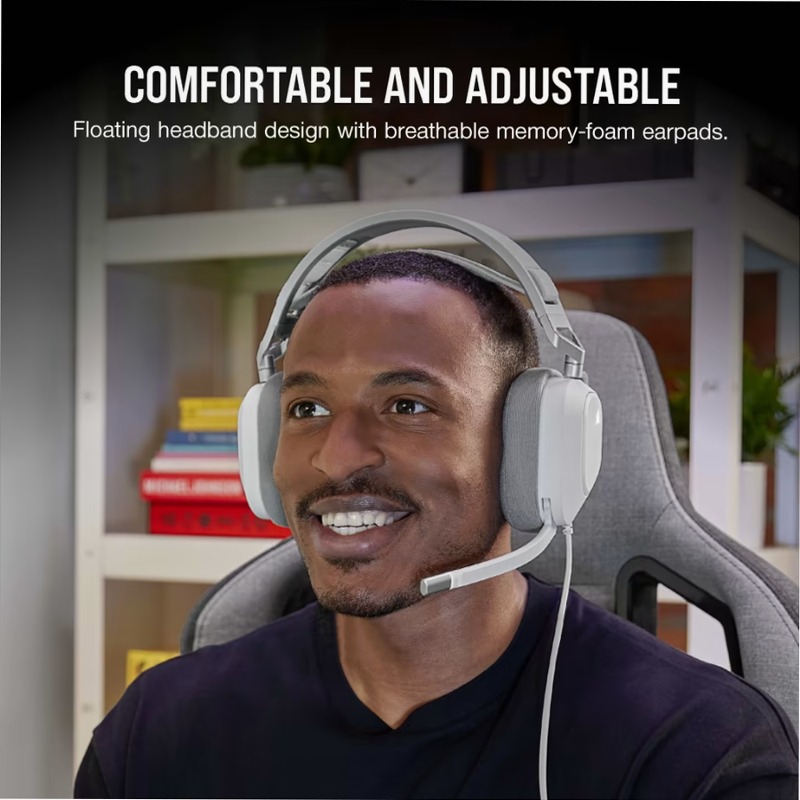 Cuffia gaming cablata con microfono HS80 RGB USB, bianca