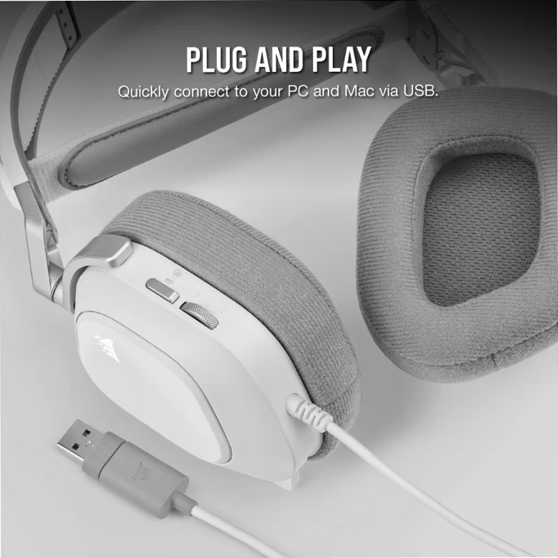Cuffia gaming cablata con microfono HS80 RGB USB, bianca