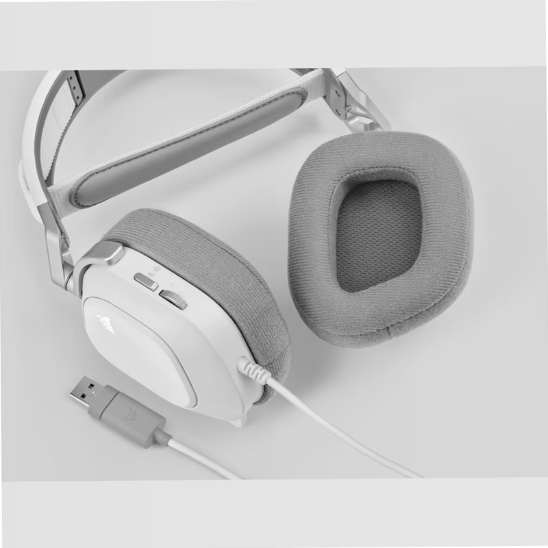 Cuffia gaming cablata con microfono HS80 RGB USB, bianca