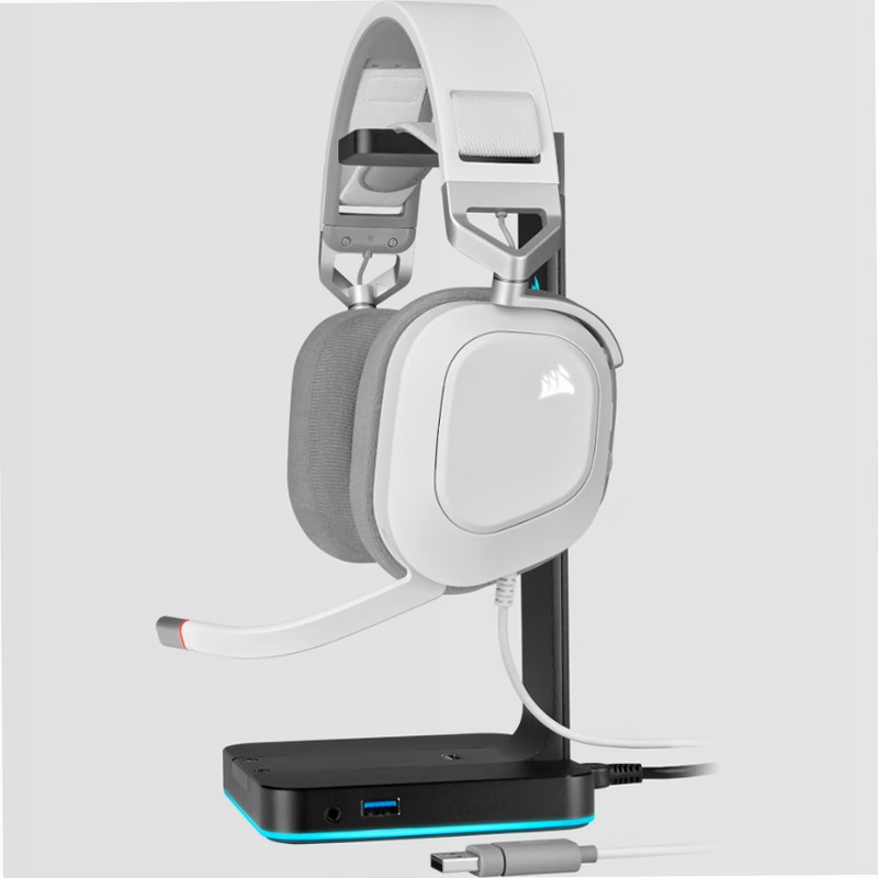 Cuffia gaming cablata con microfono HS80 RGB USB, bianca
