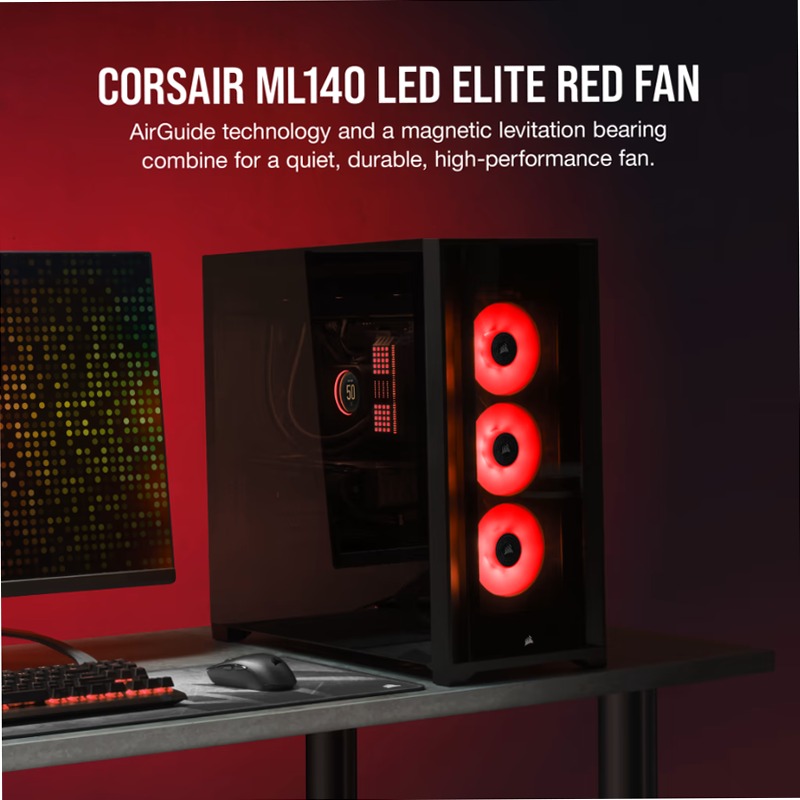 Ventola PWM a Levitazione Magnetica ML140 LED ELITE Red Premium 140mm
