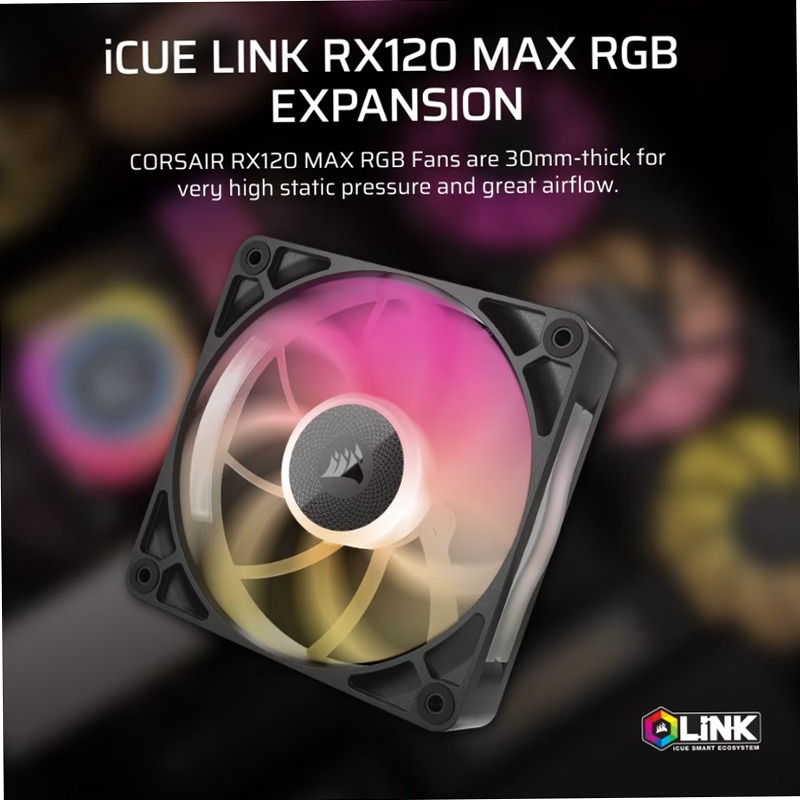 Espansione ventole PWM a spessore maggiorato iCUE LINK RX120 MAX RGB da 120 mm 120mm