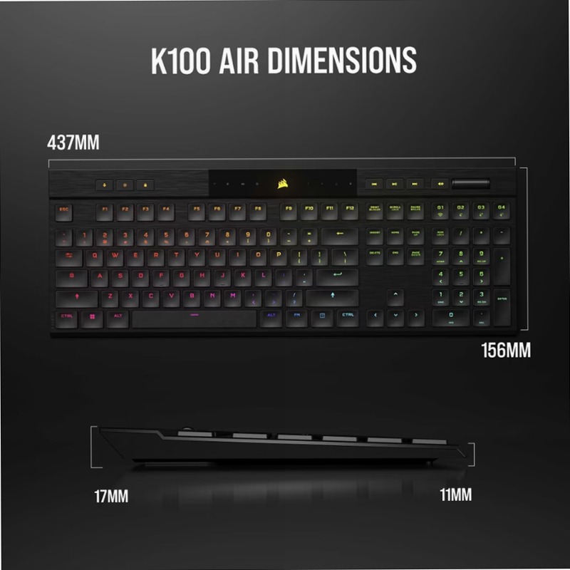 Tastiera Gaming K100 AIR WIRELESS RGB